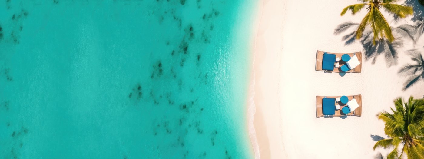 Turquoise water meeting a pale sand beach, seen from above.