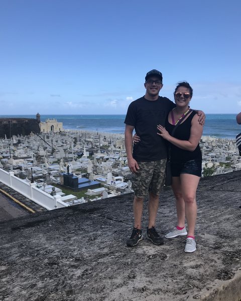 Cydnie and her husband above Old San Juan, Puerto Rico.